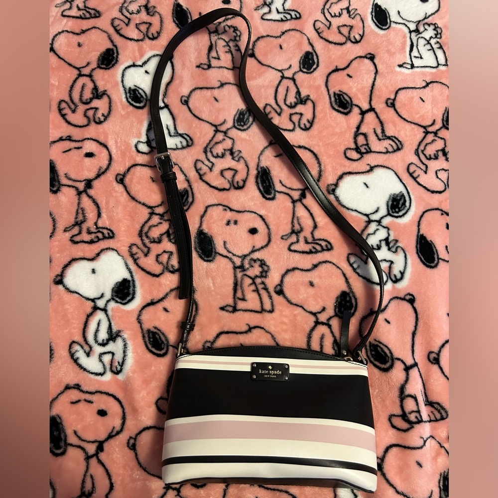 Kate Spade Crossbody Purse (Pink, Black & White)